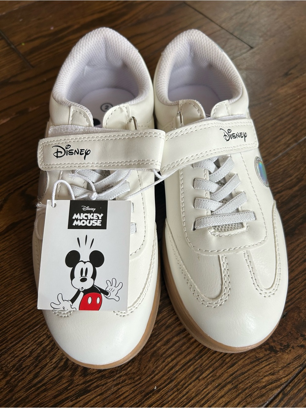 Disney White Mickey Mouse Kids Sneakers with Holographic Accent